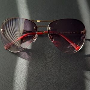 Tommy Hilfiger Gold Frame Sunglasses with Red Accents